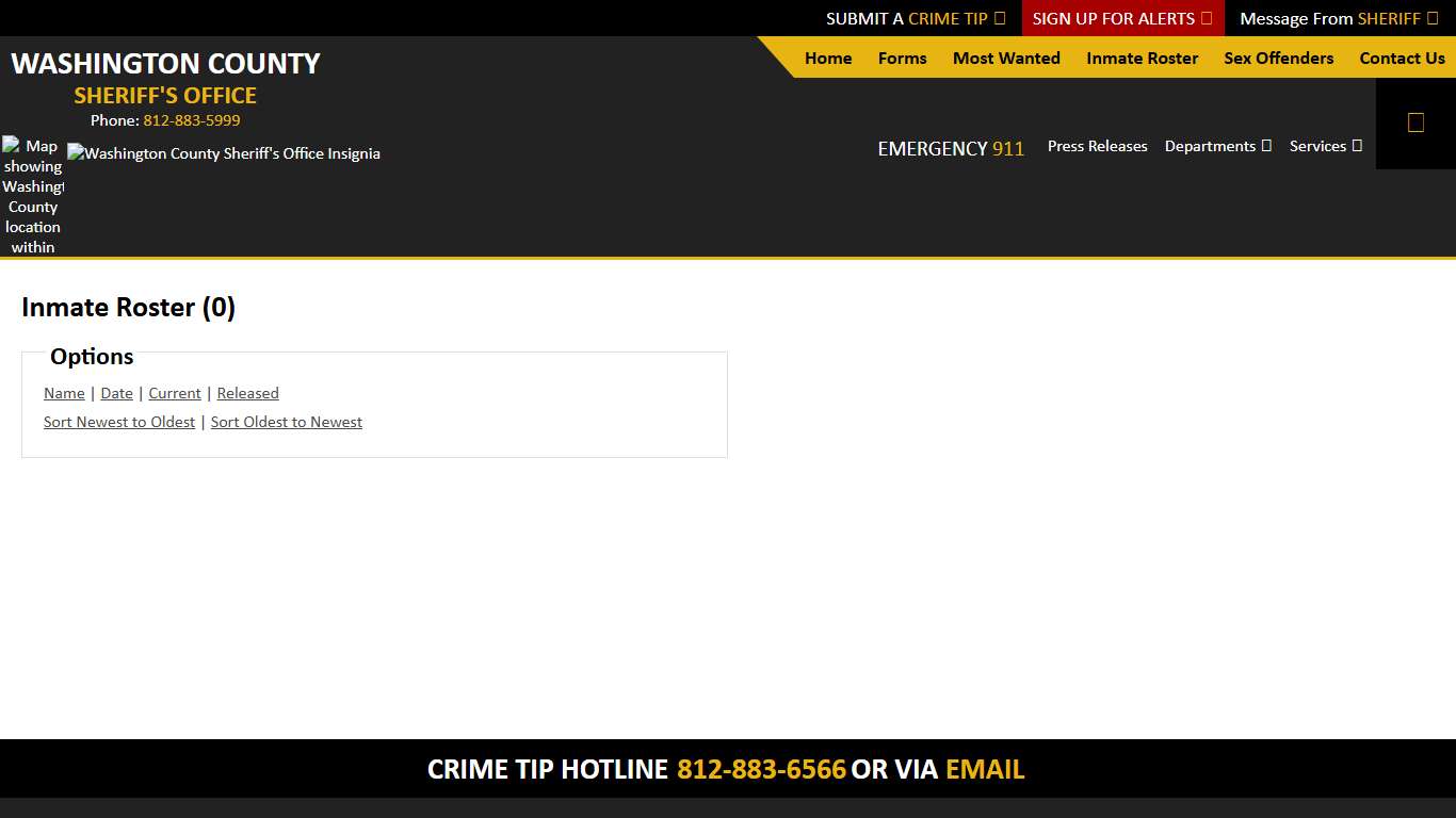 Inmate Roster - Released Inmates Booking Date Descending - Washington County IN Sheriff
